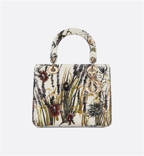 Medium Lady Dior Jardin Naturel Printed and Embroidered 